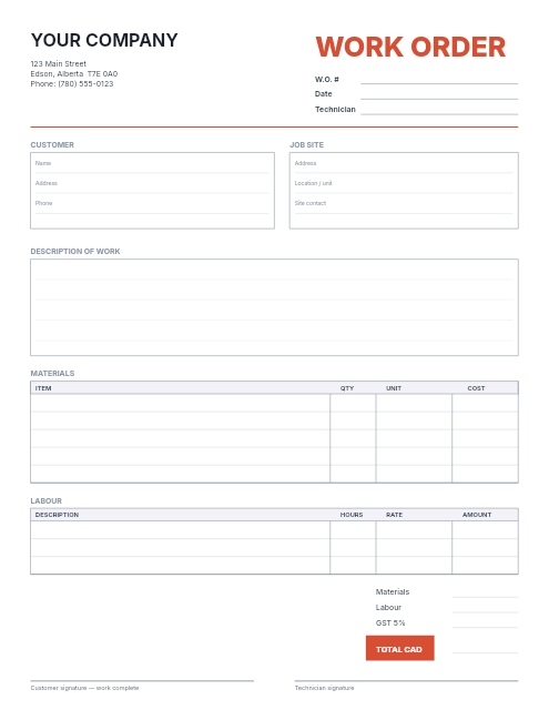Work Order — Service & Repair