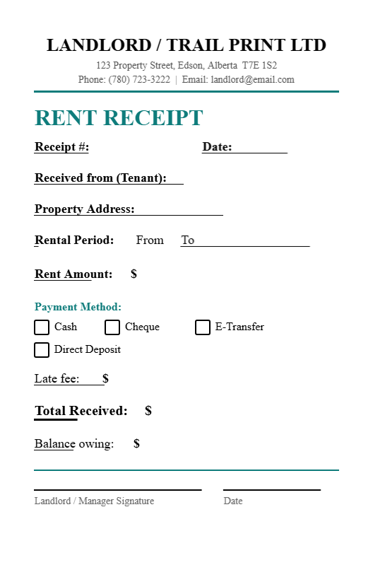Rent Receipt