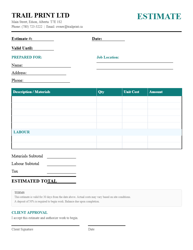 Estimate / Quotation