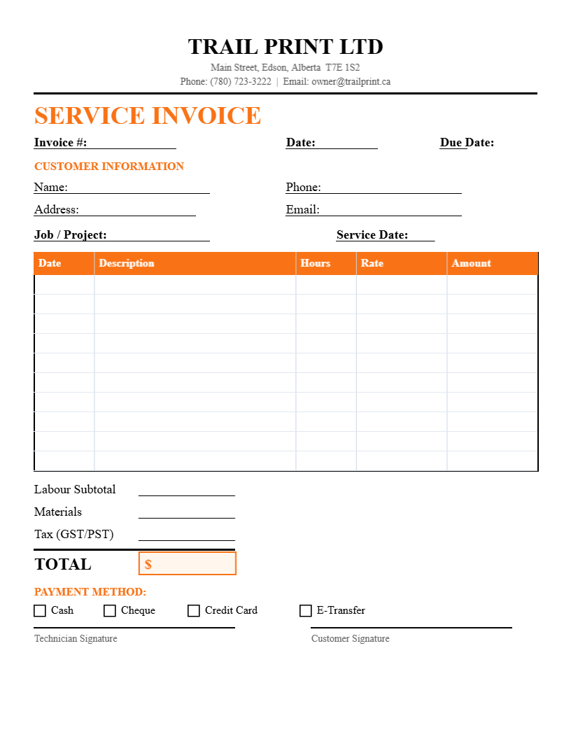 Service Invoice